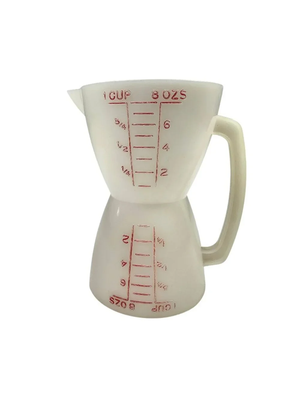 Vintage Tupperware Double-Sided Measuring Cup 1 Cup 8 Oz White Plastic